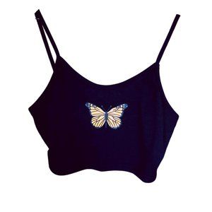 🌵7/$45🌵Womens Butterfly Graphic Cropped Cami Top